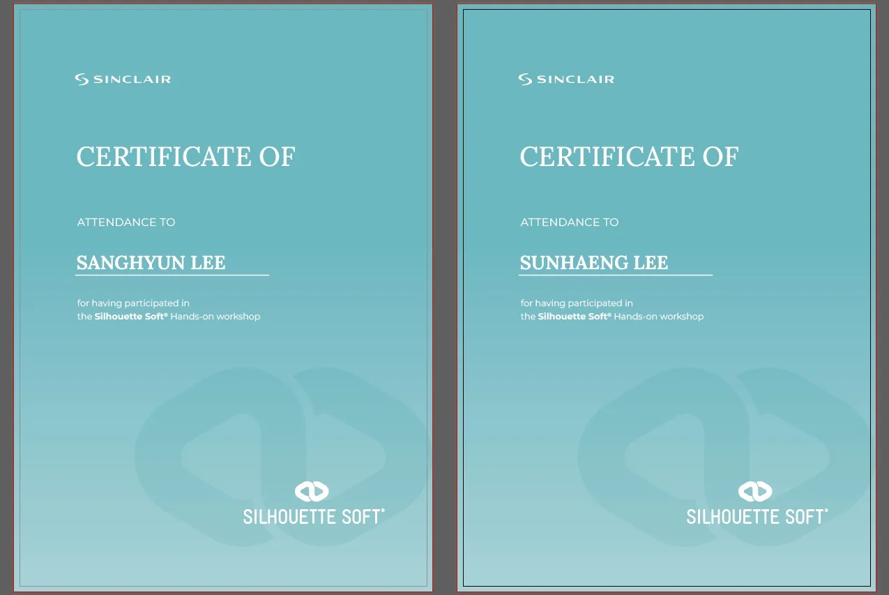 Two Silhouette Soft certified-injector certificates side by side — Silhouette Soft (Sinclair)