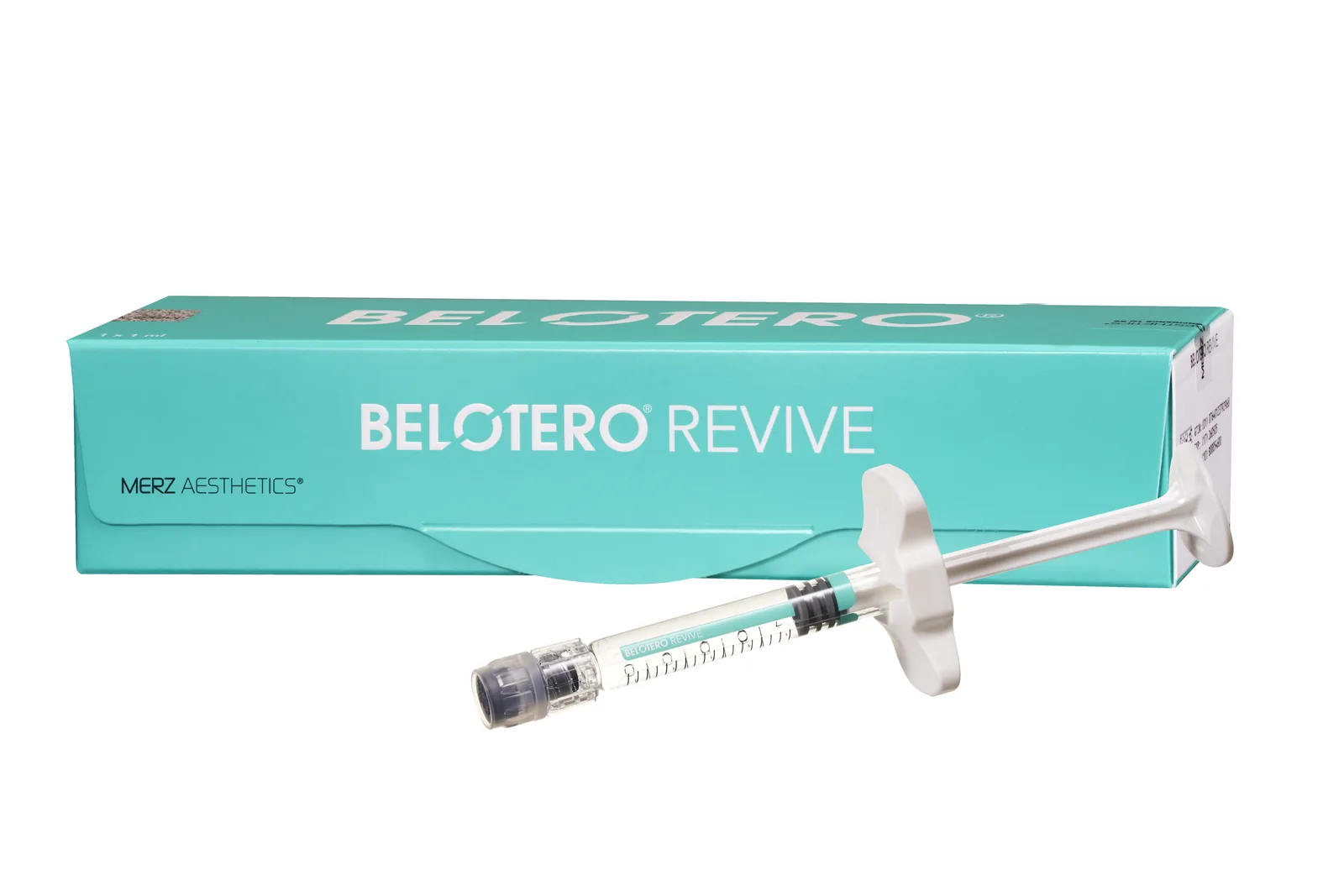 Belotero Revive carton with its pre-filled syringe on a white background