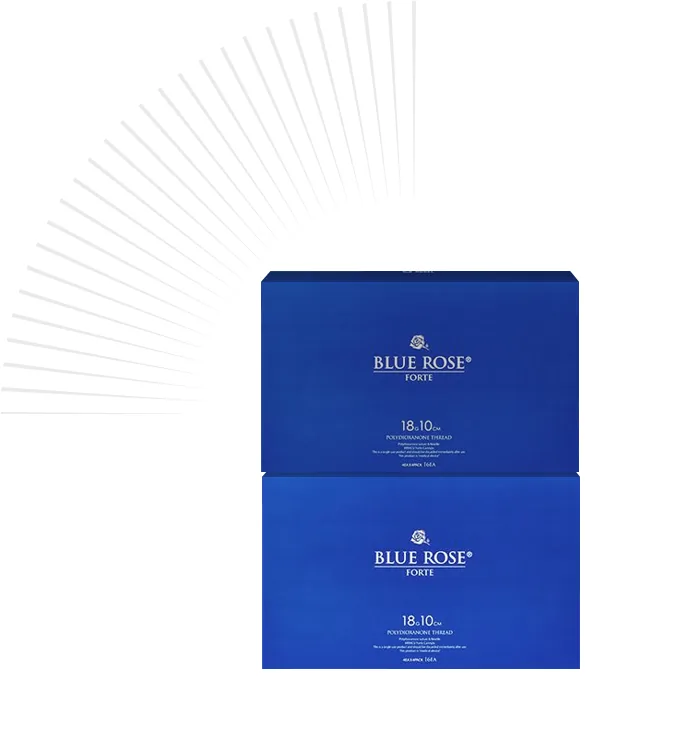 Two Blue Rose Forte polydioxanone thread boxes stacked on a white background