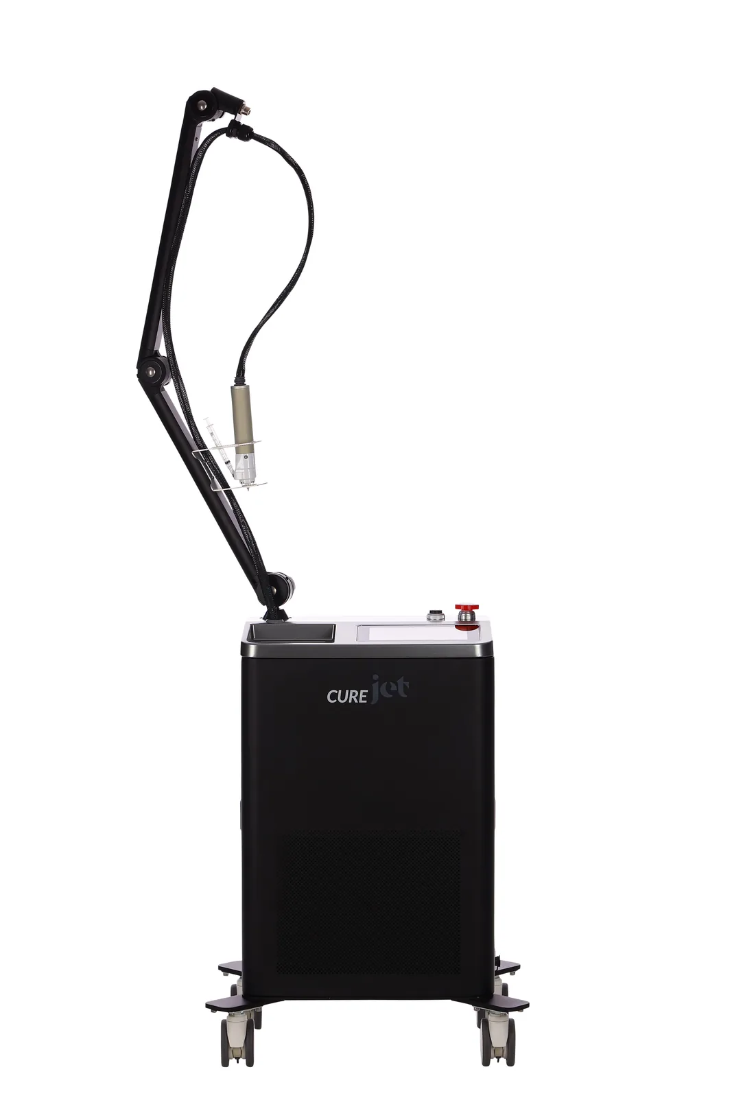CureJet console viewed from the front with the delivery arm extended