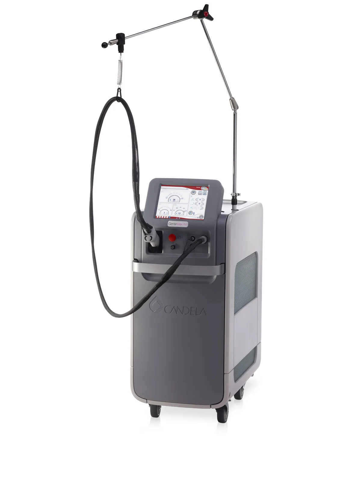 Candela GentleMax Pro laser system on castors with the delivery arm and handpiece extended