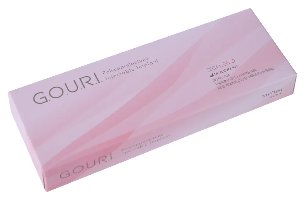 Polycaprolactone injectable implant carton, one of the collagen-stimulating materials used when the jaw frame has lost volume