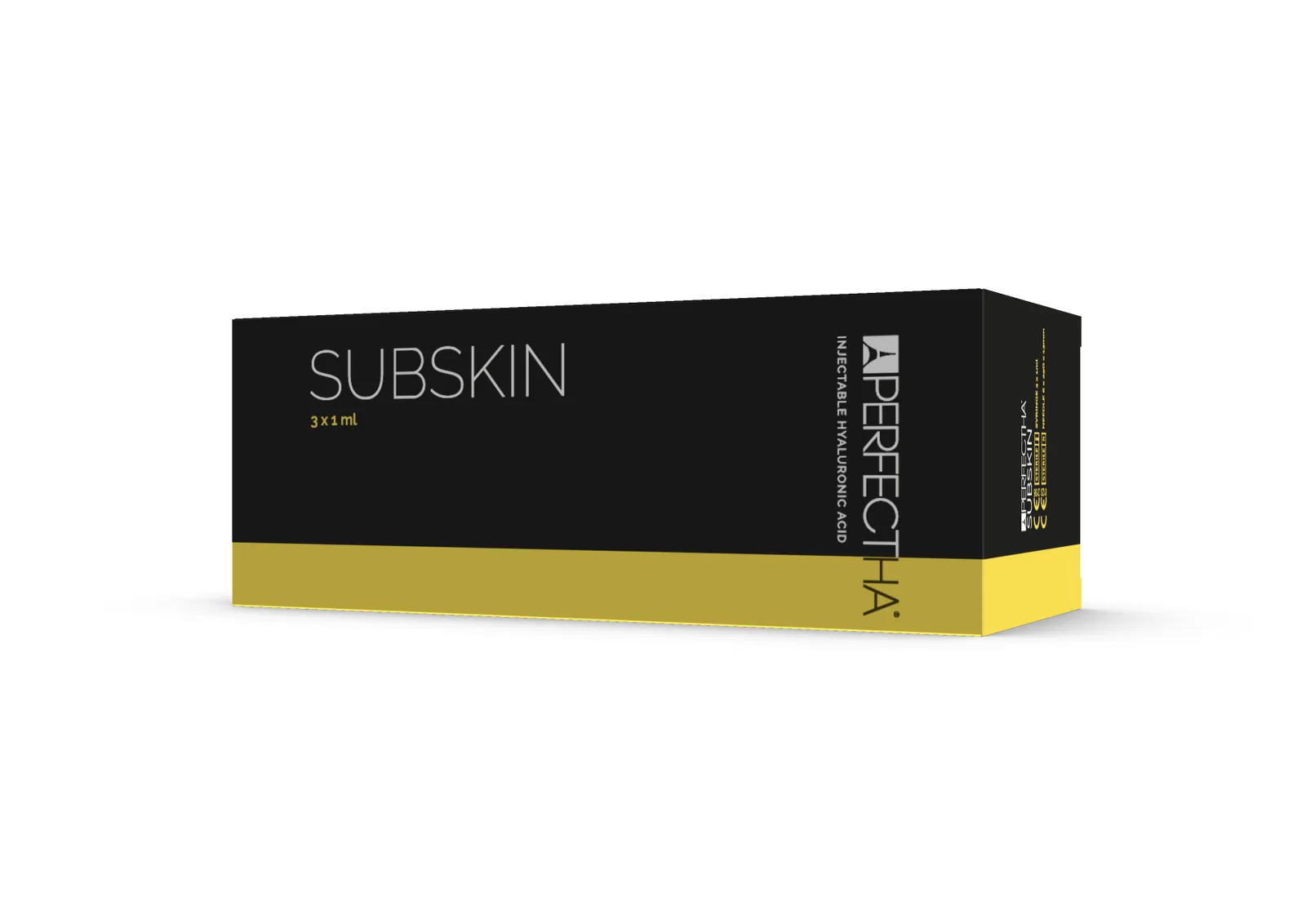 Perfectha Subskin hyaluronic acid filler carton shown at an angle