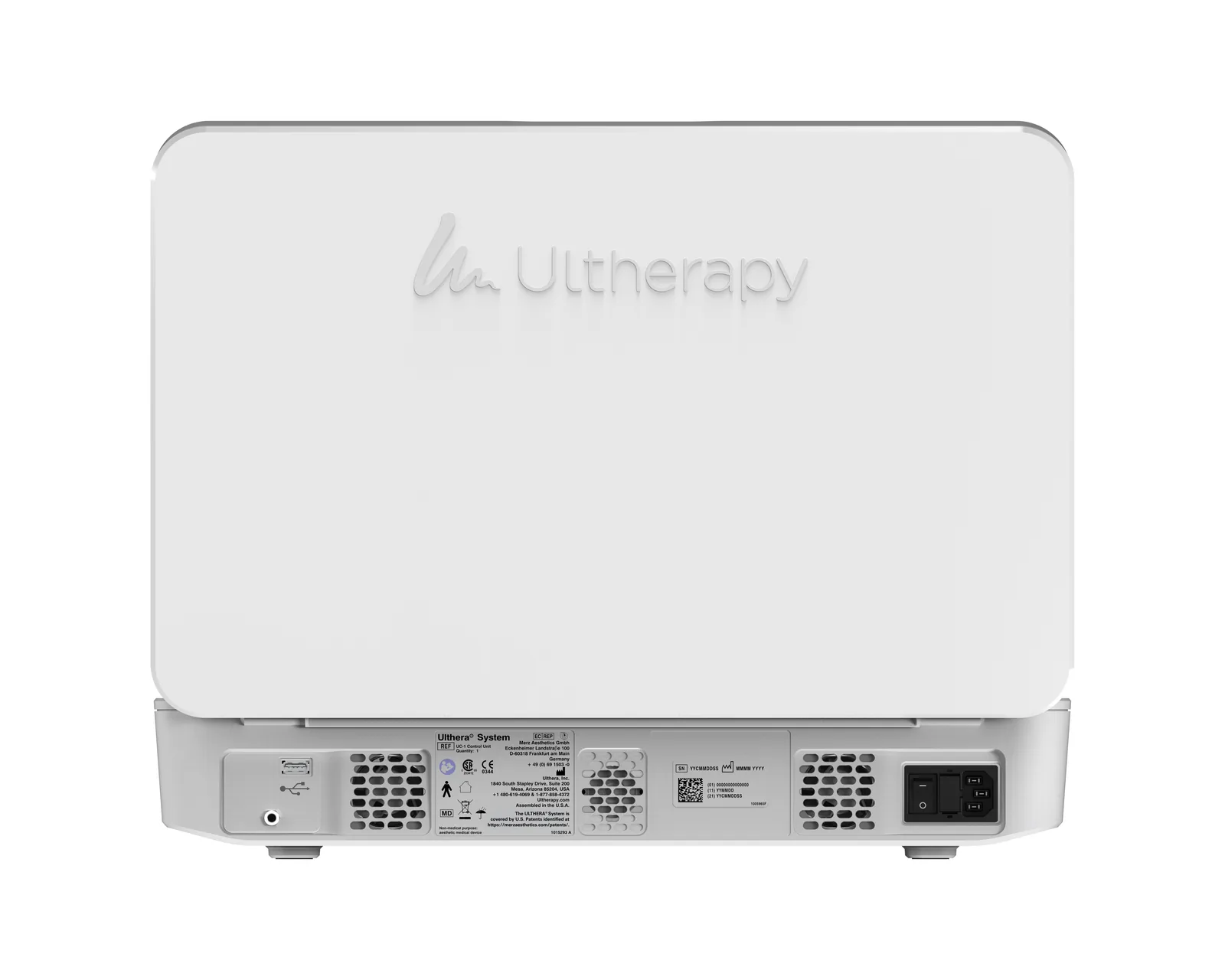 Ultherapy Prime system seen from the front with the treatment planning screen active