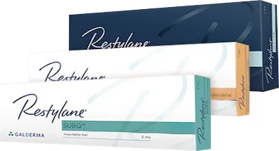 Restylane filler packaging stocked at Dear Clinic in Cheongdam