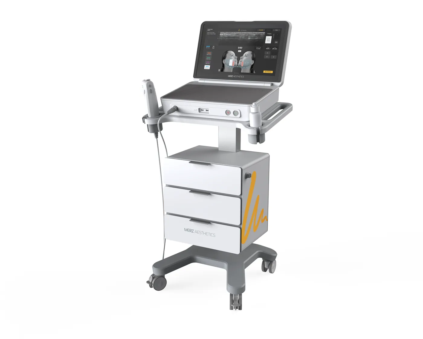 Ultherapy Prime system at Dear Clinic Cheongdam, seen from the front with its treatment screen
