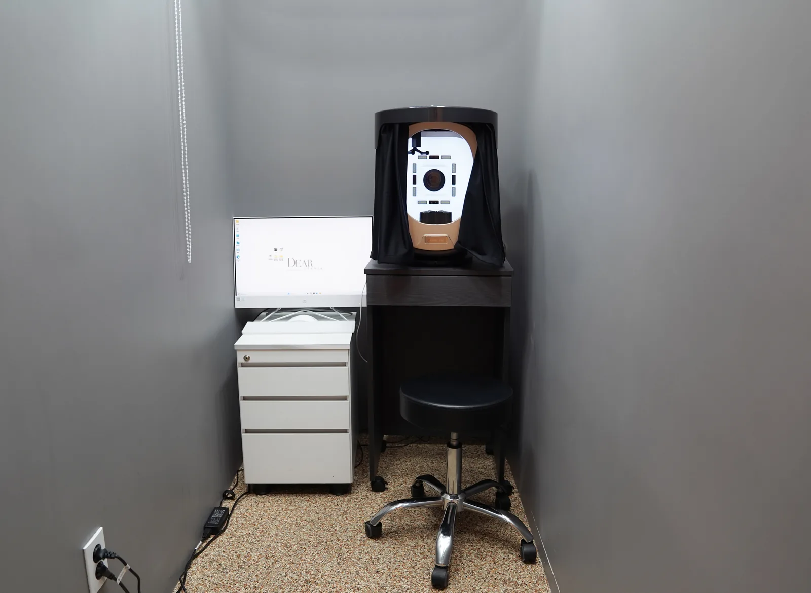 Skin analysis room at Dear Clinic with a Mark-Vu facial imaging camera used at the first consultation