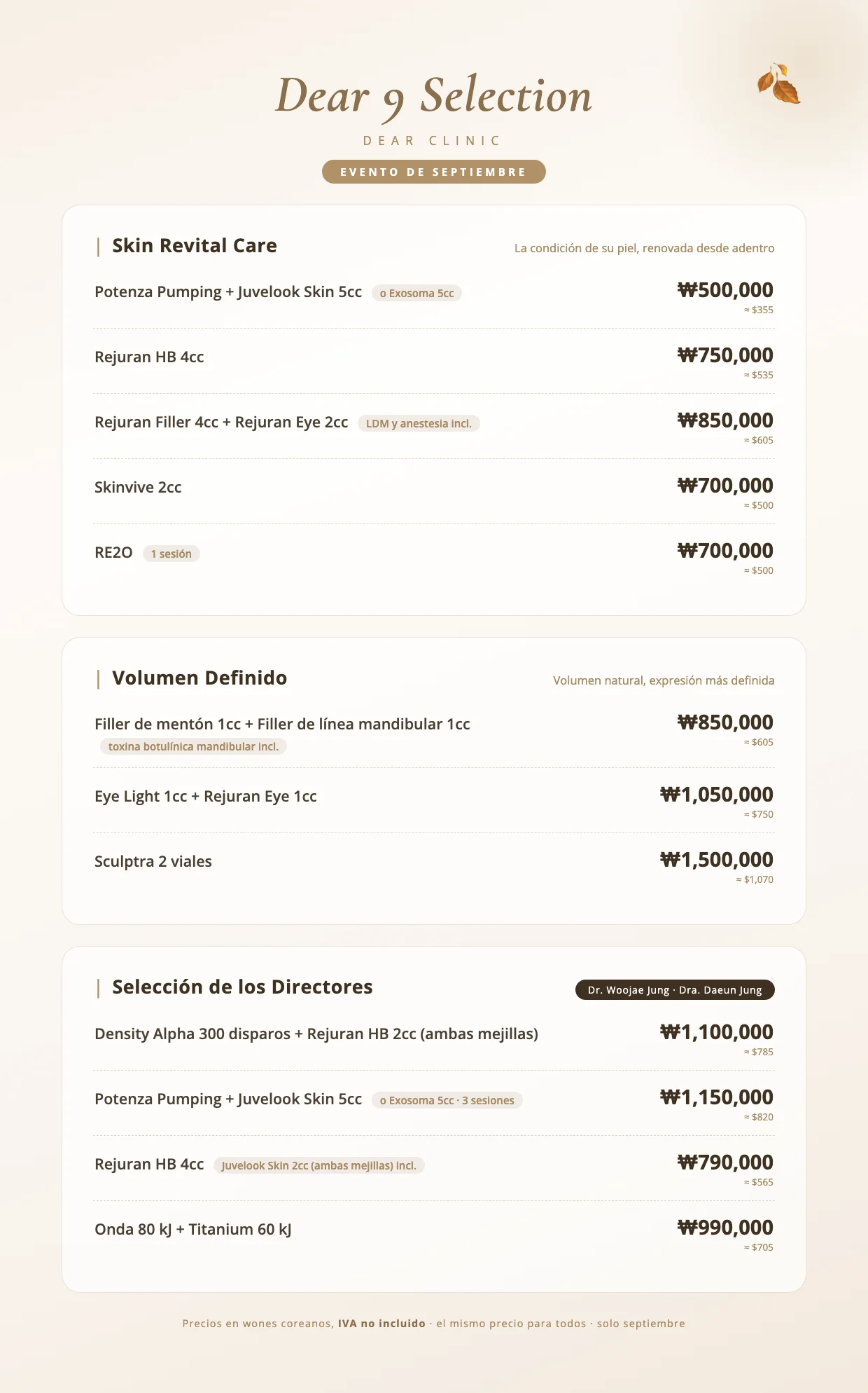 Dear 9 Selection evento de septiembre — revitalización de la piel, volumen definido y selección de los directores con precios
