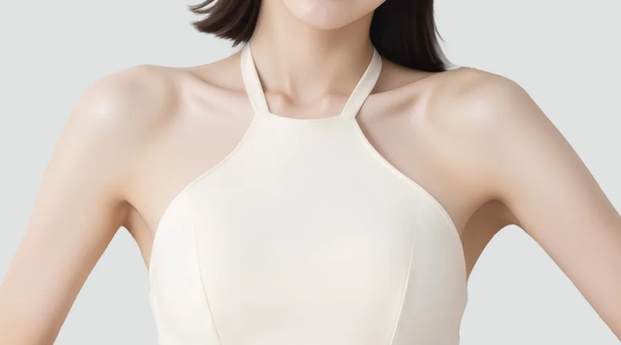 Shoulder and collarbone line reference — halter neckline