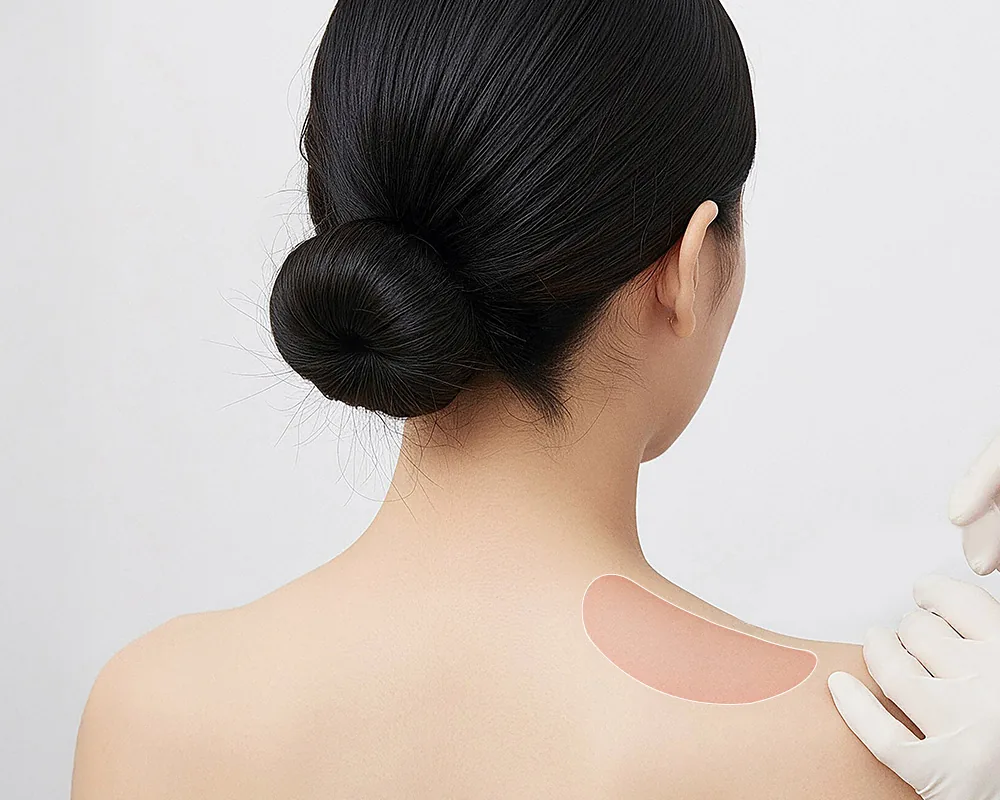 Shoulder filler design markings before injection